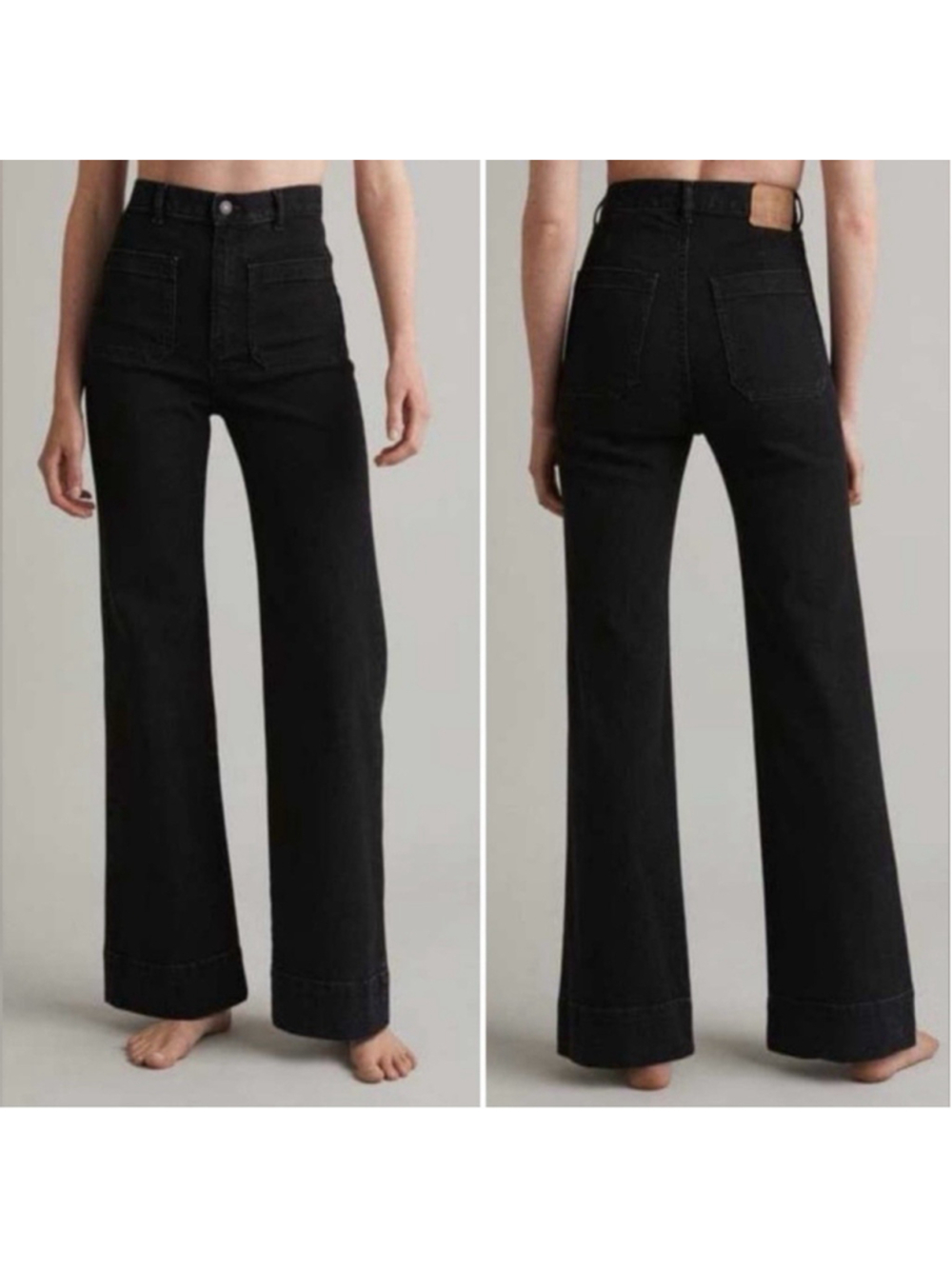 Jeanerica Jeans & Co St Monica Womens Hi-Rise Denim Flare Jeans Black 24/30